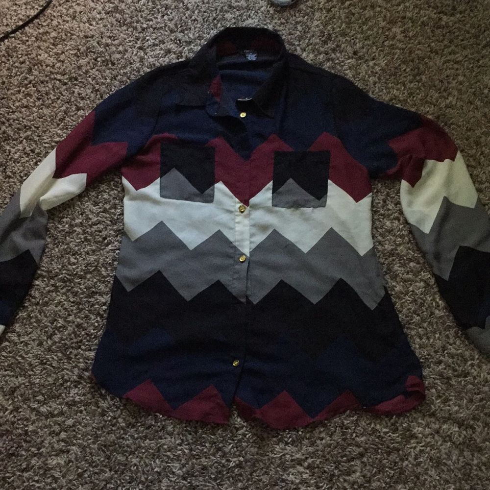 Aztec chiffon blouse with gold bottoms